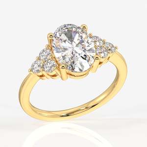 แหวนหมั้นเพชรโมอิสซาไนต์ทรงรี ทอง 9K หรูหราและสง่างาม - Product Image 2
