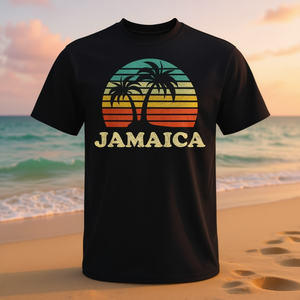 Camiseta Retro con Estampado de Palmera de Jamaica, Unisex para Niños, Manga Corta, Cuello Redondo, Serigrafía, Actividades Promocionales - Product Image 3