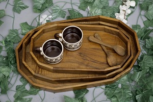 Bandeja de madera para servir Ramadán, producto para decoración de boda, evento, cena, servicio, 2023 - Product Image 2