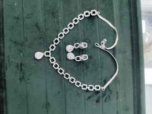 Elegant Women's Fashion Jewelry Set New Shiny Silver AD <b>Necklace</b> Full Diamond <b>Necklace</b> & Earrings for Weddings Evening Gowns - Product Image 2