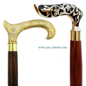 Bastón de latón de lujo hecho a mano más vendido dorado pulido con punta de hierro para senderismo recién llegado decoración del hogar bastones de paseo - Product Image 5