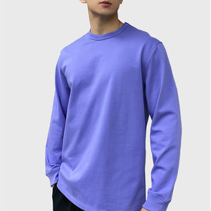 Haute qualité mélange à manches longues t-shirts reguler fit o-cou hommes t-shirts vêtements décontractés conception personnalisée couleur taille hommes t-shirts - Product Image 1