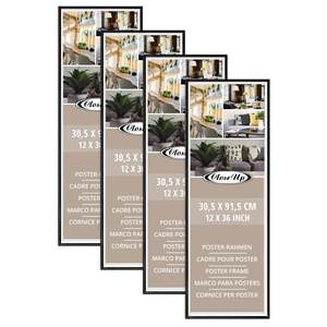 Set of 4 Modern A2 <b>Poster</b> <b>Frames</b> 30.5 X 91.5 cm Black with Silver Aluminum & Alloy Protected by Acrylic for Photos - Product Image 1