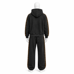 Conjunto Deportivo Unisex con Estampado de Leopardo Negro, Sudadera con Capucha y Cremallera, Pantalones Jogger, Dos Piezas, Ropa Deportiva Informal - Product Image 2