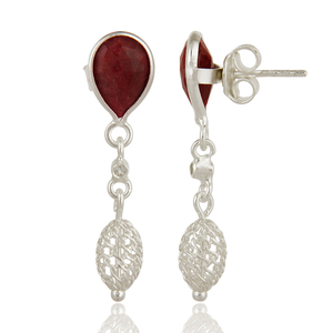 Mejor Venta de plata esterlina rubí natural corindón y topacio blanco piedras preciosas pendientes colgantes fabricante de joyería personalizada - Product Image 4