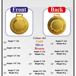 Medalla y accesorios de bronce dorado y plateado-Metal estable duradero para todas las estaciones Uso escolar al aire libre - Product Image 5