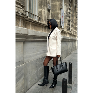 Chaqueta Blazer de un Solo Botón para Mujer, Color Piedra, Marca FOX FABRIC - Product Image 4