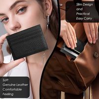 Hakiki Deri Minimalist Açık Kredi Kartı Tutucu ve Cüzdan, 6 Kart Yuvası ve 1 Cebi ile Unisex için