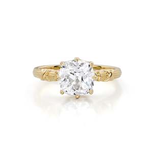 Anillo de compromiso de diamante de corte cojín Pristine Old Mine de 2.03 ct E VS1, diamante cultivado en laboratorio en oro amarillo de 14K, solitario clásico. - Product Image 1