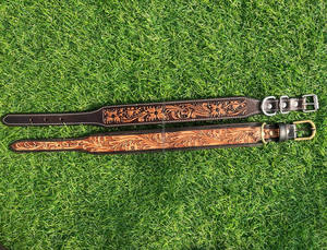 Collier de chien en cuir véritable fait à la main pour le cou en cuir véritable Vente à chaud gravé rembourré collier de chien réglable pour animaux de compagnie - Product Image 2