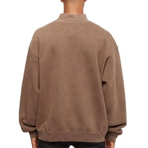 Vintage Boxy Fit Custom Fleece Heavy Weight Oversized Hoodie Cotton Blended Mock Neck <b>Sweatshirt</b> Custom for Men Knitted Solid - Product Image 4
