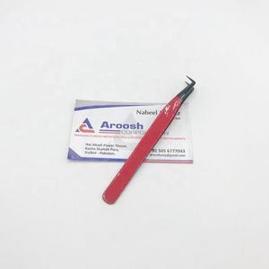 Pince à épiler en acier durable de haute qualité à 90 degrés, couleur plasma rouge, logo personnalisé, extension de cils, pointe de volume, vente en gros de cils - Product Image 4