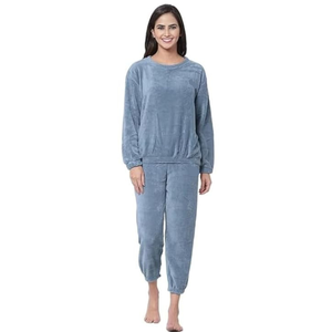 Camisón cálido extra grueso y Polar de Color sólido para mujer de invierno, ropa para el hogar - Product Image 1