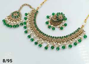 INDIAN TRADITIONAL and FASHIONABLE COPPER JEWELLERY <b>BRIDAL</b> WEDDING JEWELLERY <b>SET</b> for WOMEN EARRINGS and <b>NECKLACE</b> <b>SET</b> - Product Image 3