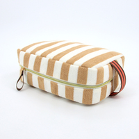 Sac de bain chic personnalisé en usine, multicolores pour femmes, avec rayures brunes, sac de maquillage en tissu éponge doux et mignon pour les soins de la peau