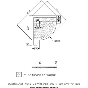 HOESCH White 800x800x30mm Quarter-Circle <b>Shower</b> <b>Tray</b> MUNA with Anti-Slip Surface Bath & Toilet Supply - Product Image 3