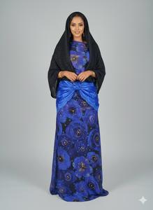 Collection de mariage formelle : Tenue traditionnelle somalienne Fransawi Dirac en sergé jacquard uni à motif floral, ornée de sequins, de perles et de pierres. - Product Image 2