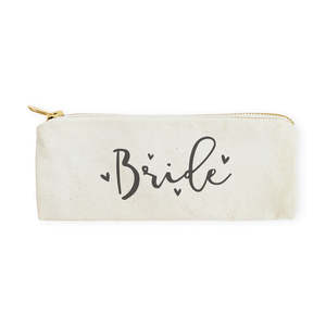 Bride Cotton Canvas Lady Fashion Pencil <b>Case</b> and Travel <b>Makeup</b> Pouch Foldable and Portable with Handle Letter Patterned Bag - Product Image 1