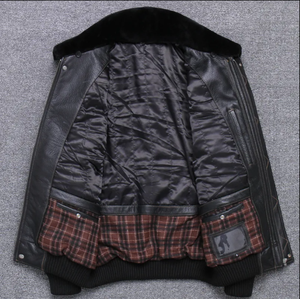 Chaqueta de Invierno para Hombre, de Cuero Sintético, con Cierre de Cremallera, Cuello Camisero, Múltiples Bolsillos, Personalizable - Product Image 3