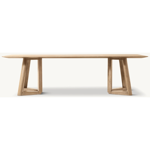 Mesa de comedor de madera maciza de teca geométrica moderna con base de madera para oficina en casa, apartamento, hotel y Villa - Product Image 1