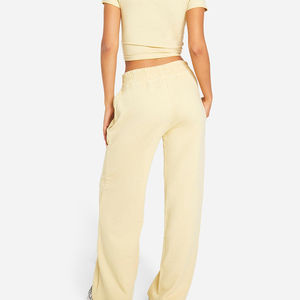 Hot Selling Wide Leg <b>Trouser</b> For Women 100% Cotton Material Breathable Solid Casual Wear Anti Wrinkle Custom Logo Printing - Product Image 3