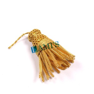 Wholesale <b>Gold</b> Bullion Tassel Doctoral Tam Bead and Polyester Fringe Trim for Graduation <b>Curtain</b> and Decorative Use - Product Image 2