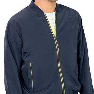 Blouson d'aviateur à fermeture éclair blanc bleu foncé pour hommes avec poches latérales à vendre à des prix bas - Product Image 3