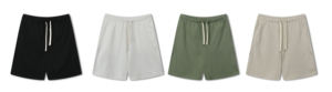 Shorts Bermuda décontractés pour hommes, délavés à l'acide, 100% polyester, taille haute élastique, respirants, longueur genou, ourlet brut, déchirés, en tissu éponge français - Product Image 6