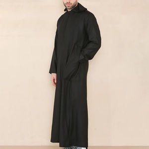 Thobes pour hommes, vêtements islamiques, couleur unie, polyester, caftan, jubbah, thobe pour hommes, thobe musulman à capuche pour hommes - Product Image 3