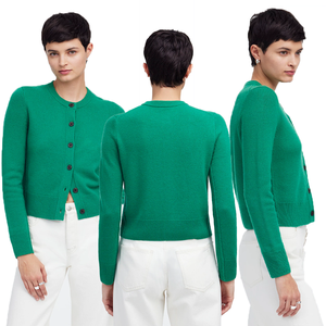 OEM Sorority Green Knitted Pullover Cardigan Sweater para mujer O-cuello Estilo casual con logotipo personalizado para el invierno - Product Image 2