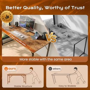 Escritorio Deeper con Envío Gratuito, Escritorio Multifuncional para Juegos de PC, Diseño Rectangular Bohemio de Metal y Madera - Product Image 4