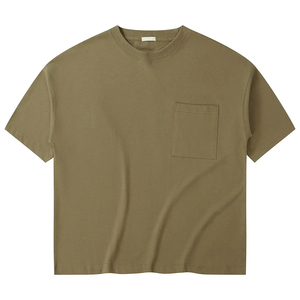 Nueva llegada de verano fibra de bambú y mezcla de algodón cuello redondo Casual estampado patrón sólido Camiseta de punto para hombres suave y cómodo - Product Image 1