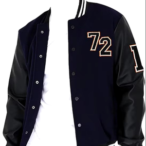 High Quality Vintage Letterman Casual <b>Baseball</b> <b>Bomber</b> <b>Jacket</b> Summer Sheep Fur Waterproof Knitted <b>Jacket</b> with Embroidery - Product Image 1