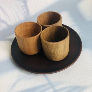 Taza de madera de ACACIA de 6cm, taza Natural de Estilo Vintage para servir té y café, accesorios de mesa de fiesta, decoración del hogar - Product Image 6