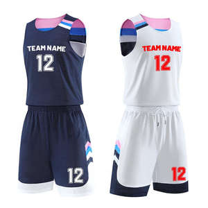 Camiseta de Baloncesto Personalizada de Venta Caliente, Azul y Blanca, Doble Uso, Transpirable, Tallas Grandes, Uniforme para Jugadores de Baloncesto - Product Image 1