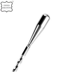 Cuchara larga de cóctel de metal de acero inoxidable con logotipo personalizado con herramientas de barra de perilla - Product Image 6