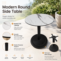 Table de bistrot de patio commerciale avec plateau en stratifié et base en fonte robuste thermolaquée, ronde de 700 mm, qualité extérieure