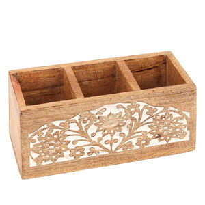 Wooden Cutlery Holder Rustic Dining Table Spoon & Fork Organizer Wooden Kitchen Caddy Cutlery <b>Storage</b> Elegant Cutlery by AYAANS - Product Image 5