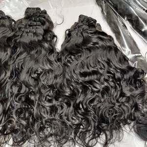 Extensions de cheveux indiens vierges Remy en gros pour tissages à la machine, mèches de cheveux humains à double trame, double tirage, provenant des temples du sud de l'Inde - Product Image 1