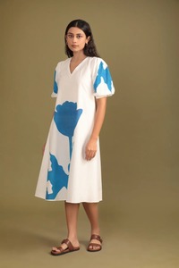Vestido indio de algodón estampado con bloque de mano, nueva moda, ropa informal de verano con cintura Natural de longitud Midi para regalo del Día de San Valentín - Product Image 3