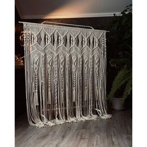 Handmade Bohemian <b>Macrame</b> Wall <b>Curtain</b> Beautiful Abstract Pattern Rattan Hanging for Living Room Wedding Decor - Product Image 1