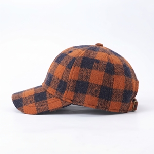 Orange <b>Navy</b> Plaid Baseball Cap Unisex Flannel Casual <b>Hat</b> Wholesale Custom Logo High Quality OEM ODM Low MOQ 6 Panel Adjustable - Product Image 2
