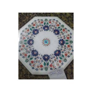 Nouvelle décoration anglaise en marbre blanc de forme octogonale poli, 1 pièce, Art incrusté, pour la maison, le travail - Product Image 1