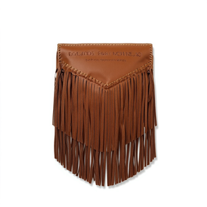 Bolso bandolera de piel de vaca marrón para mujer, estilo bohemio, con borlas y cremallera - Product Image 2