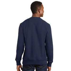 Sweat-shirts pour homme en molleton de coton biologique bleu marine, col rond, logo personnalisé, impression en caoutchouc de haute qualité, sweat-shirts décontractés à enfiler - Product Image 2
