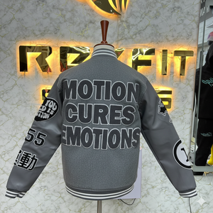 Chaqueta de hombre de lana y seda bordada con logotipo de edición deportiva Create Your Own Logo con cierre de botón cubierto chaqueta versity chaqueta de hombre - Product Image 2