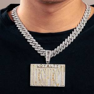 Colgante de Moissanita VVS Personalizado con Corte Brillante, Chapado en Oro, Joyería Fina de Plata Esterlina 925, Estilo Hip Hop, para Hombre - Product Image 2