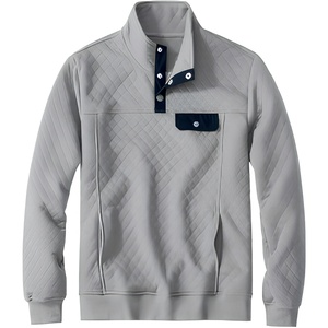 Sudadera de Forro Polar Gris para Hombre con Cierre de Cremallera, Cuello Alto y Bolsillo en el Pecho, Resistente al Viento, Corte Casual, Manga Regular - Product Image 1