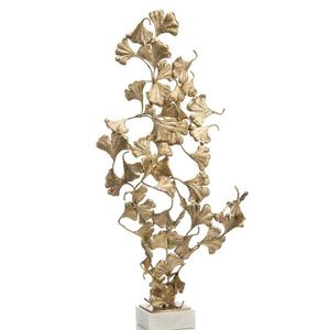 TQC Modern Leaf design Show Piece Eco-Friendly Lightweight Golden <b>Tabletop</b> Decorative Metal Flower Showpiece Living Home Decor - Product Image 1