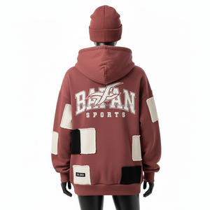 เสื้อฮู้ดโอเวอร์ไซส์สำหรับผู้หญิงผ้าฟลีซหนาผ้าฝ้ายโพลีเอสเตอร์ผสมแผงการออกแบบโลโก้ออกแบบออกแบบออกแบบได้ตามต้องการ - Product Image 2